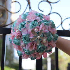 Turquoise Nautical Wedding Bridal Bouquet Starfish Pearl Crystals 2 colors