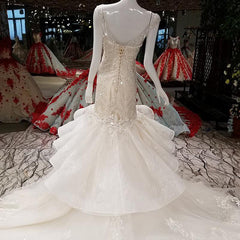 V Neck Luxury Wedding Dress Mermaid