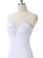 V-Neck Mermaid Lace Wedding Dress