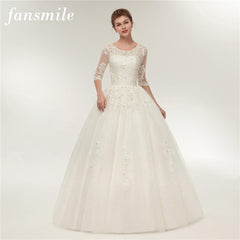 Wedding Dress Ball Gown/ Princess Style Lace Vintage Plus Size Available Long Sleeves