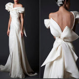 Wedding Dress Long With Bow A Line Pleats Modern