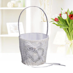 Wedding Flower Girl Basket Lace Ribbon