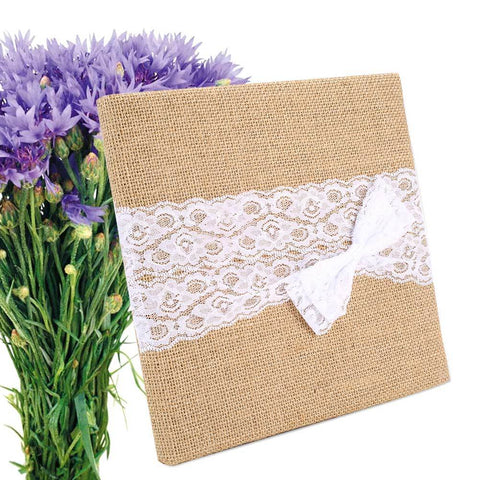 Wedding Rustic Burlap Signature Guest Book 22 pages