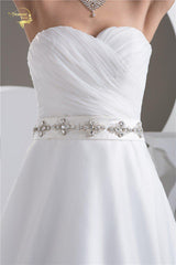 White / Ivory A Line Organza Perfect Belt Wedding Dress