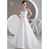 White / Ivory A Line Organza Perfect Belt Wedding Dress