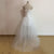 White Lace Long Back  Short Front Wedding Dress Crystals High Low