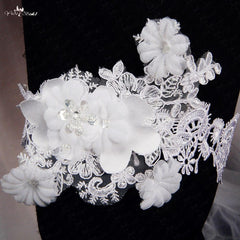 White Lace Wedding Garter Bridal Garter Handmade With Pearl Beads