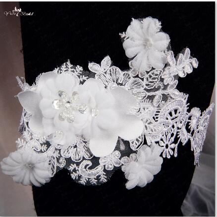 White Lace Wedding Garter Bridal Garter Handmade With Pearl Beads