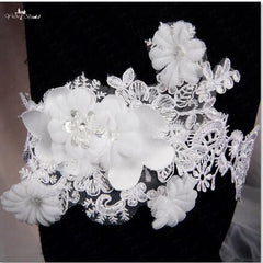 White Lace Wedding Garter Bridal Garter Handmade With Pearl Beads