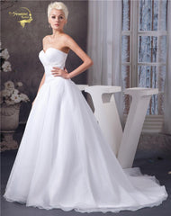 White Organza Simple Fashion Wedding Dress A Line