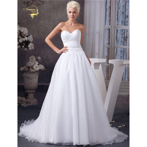 White Organza Simple Fashion Wedding Dress A Line