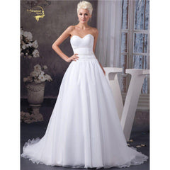 White Organza Simple Fashion Wedding Dress A Line