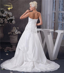 White Taffeta Wedding Dress Applique Beading Off The Shoulder