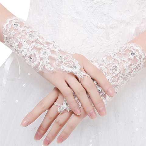 Women Fingerless Lace Gloves