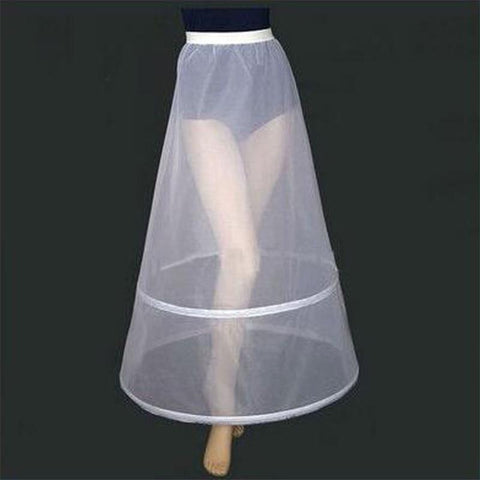 Women White 2 Hoops A-line Crinoline