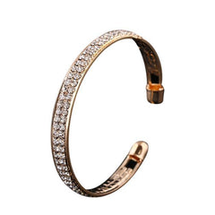 Womens Fashion Gold Crystal Rhinestone Open Bangle Cuff